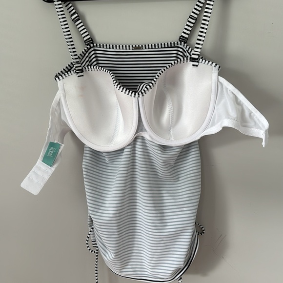 Panache Anya Stripe Bra-Sized Bandeau Tankini Top with Detachable Straps - Picture 6 of 8